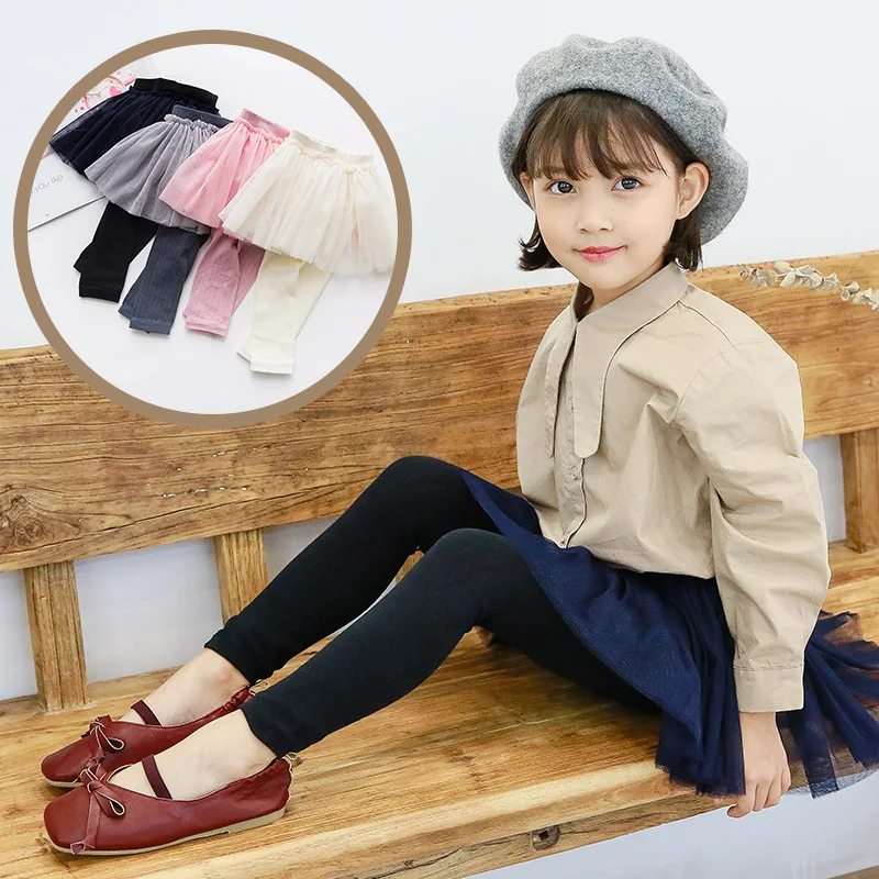 

2019 New Style CHILDREN'S Leggings Culottes Spring And Autumn Princess Tutu Mock Two-Piece Patyhose Crawler