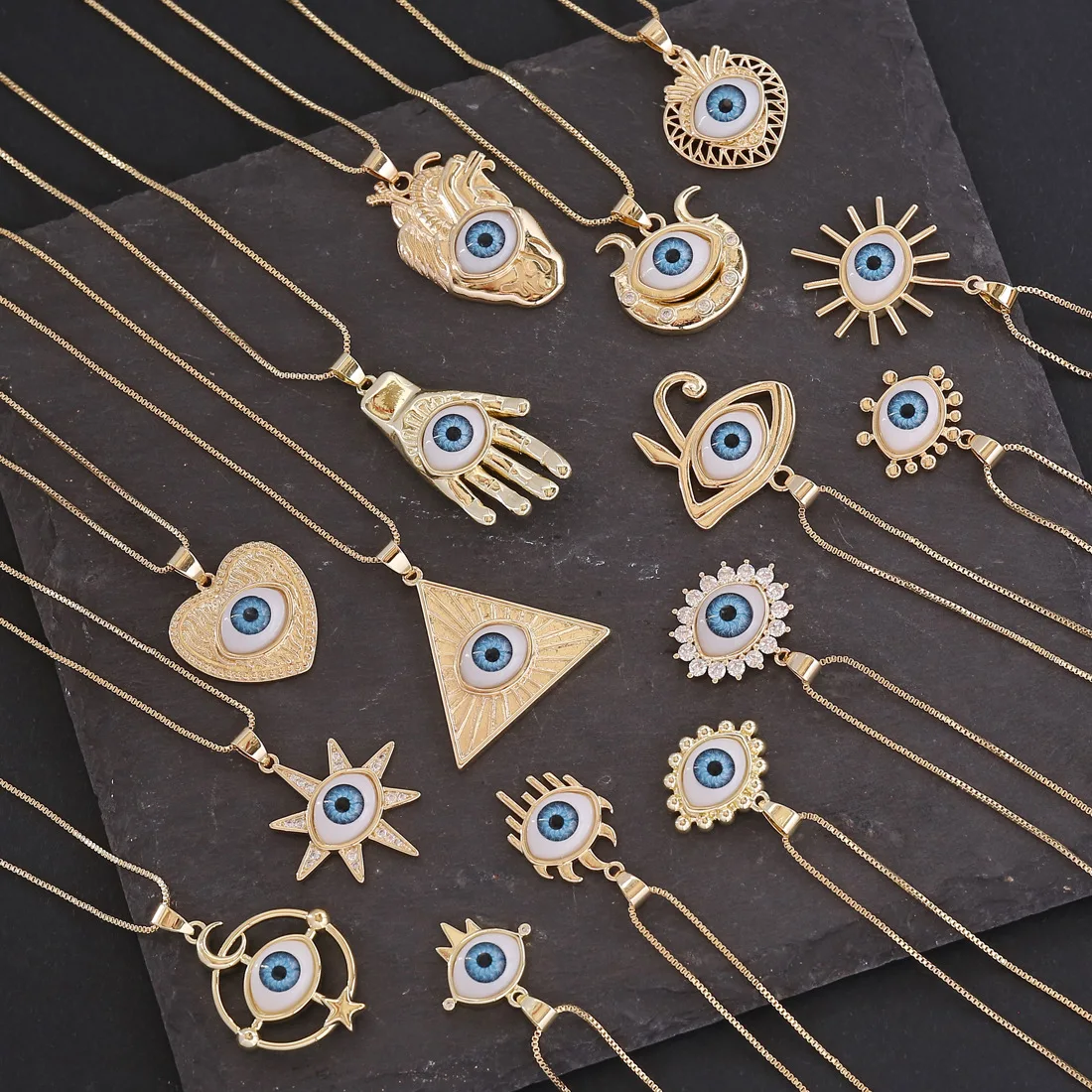 Ожерелье женское медное с кулоном сглаза 18 К | Украшения и аксессуары