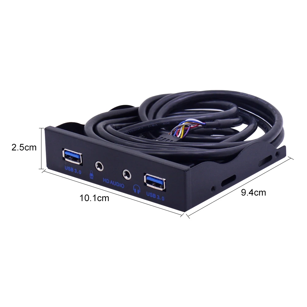 MJTEK 4 порта USB 3,0 концентратор Передняя панель HD аудио 3,5 мм наушники кронштейн для микрофона с 20Pin 10Pin кабель для ПК настольный 3," ячейка для дискет