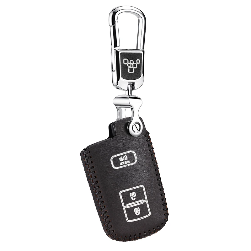 3 кнопки чехол для ключа автомобиля для toyota hilux camry prado FJ Cruiser LANDCRUISER highlander из натуральной кожи дистанционный брелок - Название цвета: Черный