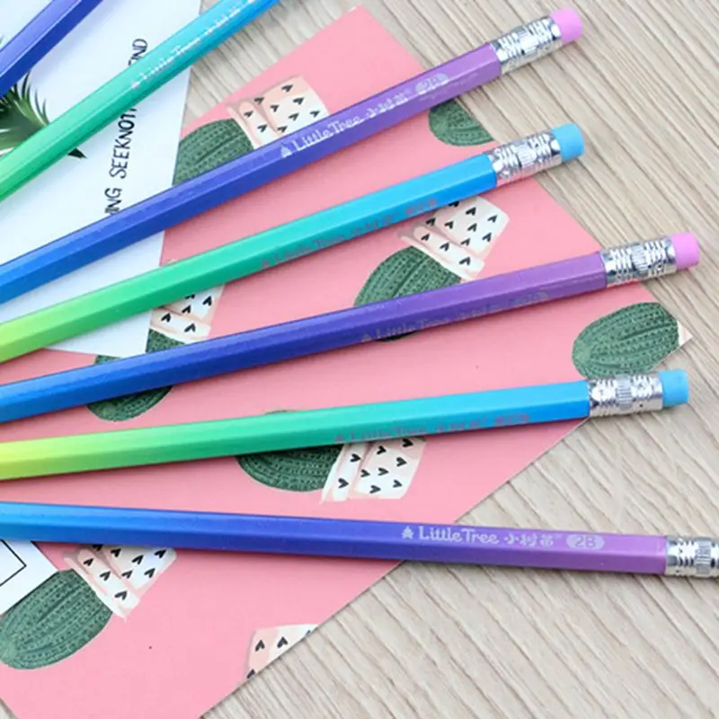 12pcs 2B Pencil Writing Drawing Exam Sketch Pen Sharpener School Office Supplies 24BB