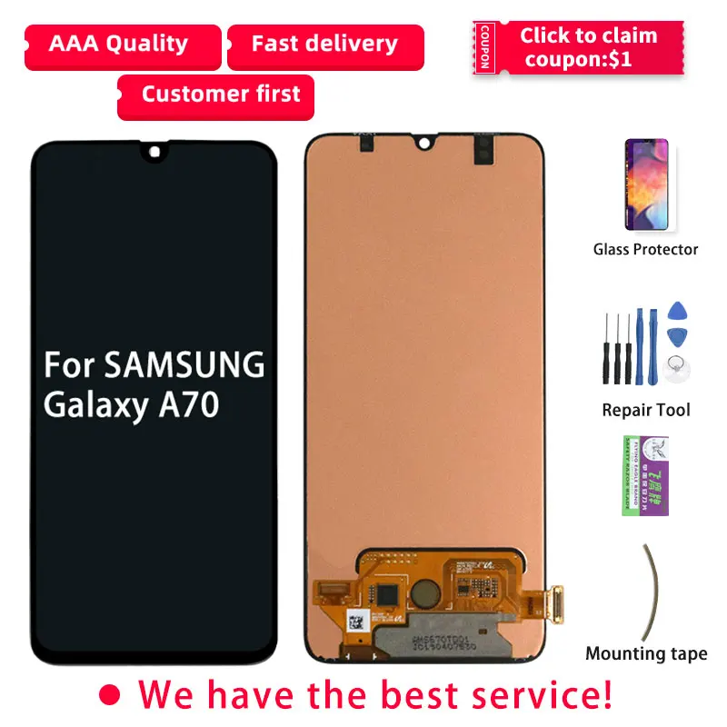 

Display For SAMSUNG Galaxy A70 LCD OLED Touch Screen Digitizer Assembly A705 A705F A70 2019 For SAMSUNG A70 LCD Display