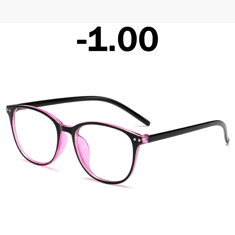 Iboode ретро круглые очки для близорукости, оправа для женщин, синяя пленка, оптические оправы для очков, готовые очки для близоруких диоптрий-1,0~ 6,0 - Цвет оправы: Red -1.00