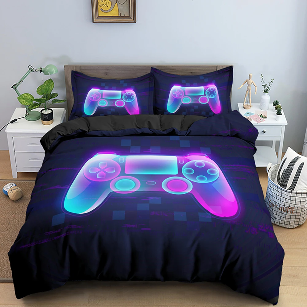 Quilt Comforter-Covers Game Single-Bedding-Sets King-Queen Girls Kids Cartoon Fashion