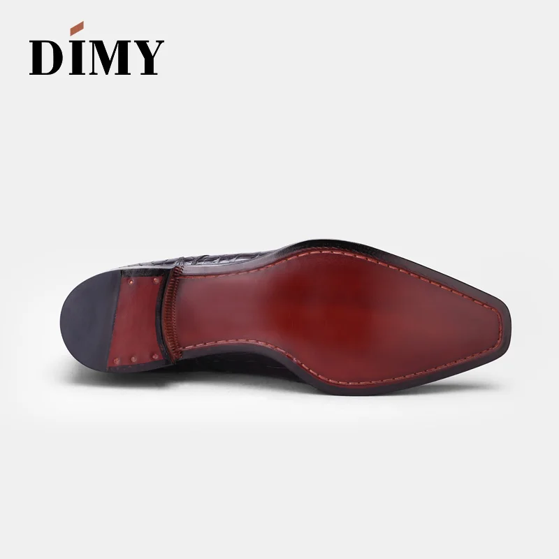 DIMY ручной работы на заказ от Goodyear high-end; туфли с крокодиловым принтом; мужская формальная деловой галстук с острым носком обувь в стиле дерби; модная обувь