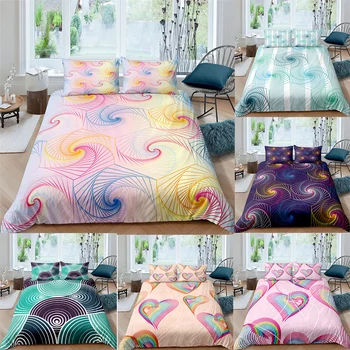 

3D Simple Colorful Texture Pattern Bedding Set Comforter Set Duver Cover Set King Queen Full Size Bed Cover Home Textiles 3PCS
