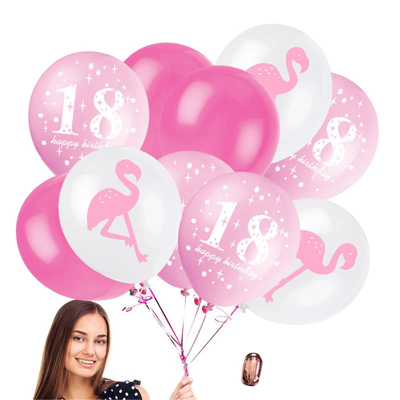 JLZQ 18th Birthday Balloons Pineapple Pink Balloon Green Supplies 18 Falmingo Leaf Party | Дом и сад