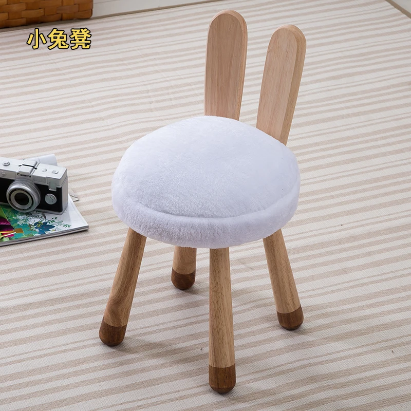 Nordic solid wood creative stool child stool designer furniture baby chair removable and washable cute stool animal stool