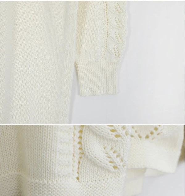 Новинка зимы, женский свитер в Корейском стиле, платья, Свободный вязаный свитер с длинным рукавом и круглым вырезом D9N207K