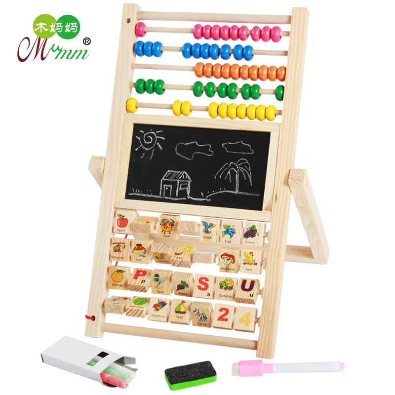 

Wooden Educational Toys Multi-functional Drawing Board Building Blocks Double-Sided Calculation Frame Toys for Children And Infa