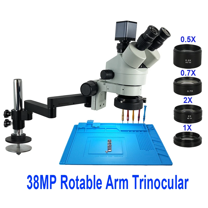 Radical 10x-20x-30x-60x Professional Stereo PCB Soldering Welding Electronics Dissection Mobile Repair Microscope 100mm Working Distance Boom XYZ Movement Stand LED Light & 10Mp USB 3.0 Camera Radical 10x-20x-30x-60x Professional Stereo PCB Soldering Welding Electronics Dissection Mobile Repair Microscope 100mm Working Distance Boom XYZ Movement Stand LED Light & 10Mp USB 3.0 Camera