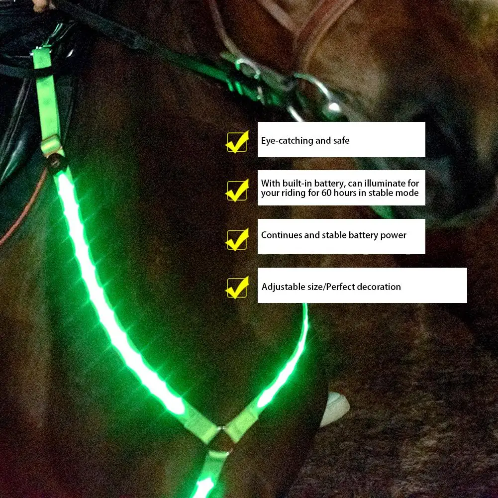 Светодиодный нейлоновый пояс для верховой езды с нагрудником, ночное видимое оборудование для верховой езды, Paardensport Racing Cheval Equitation светодиодный ремень