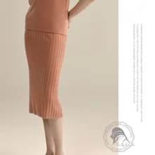 Эластичная тонкая полоса из высококачественной шерсти яма юбка 19 зима большой размер женская вязаная юбка низ