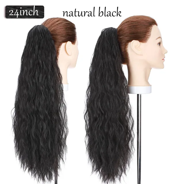 S-noilite Synthetic 12-26inch Claw Clip On Ponytail Hair Extension Ponytail Extension Hair For Women Pony Tail Hair Hairpiece natural black-new