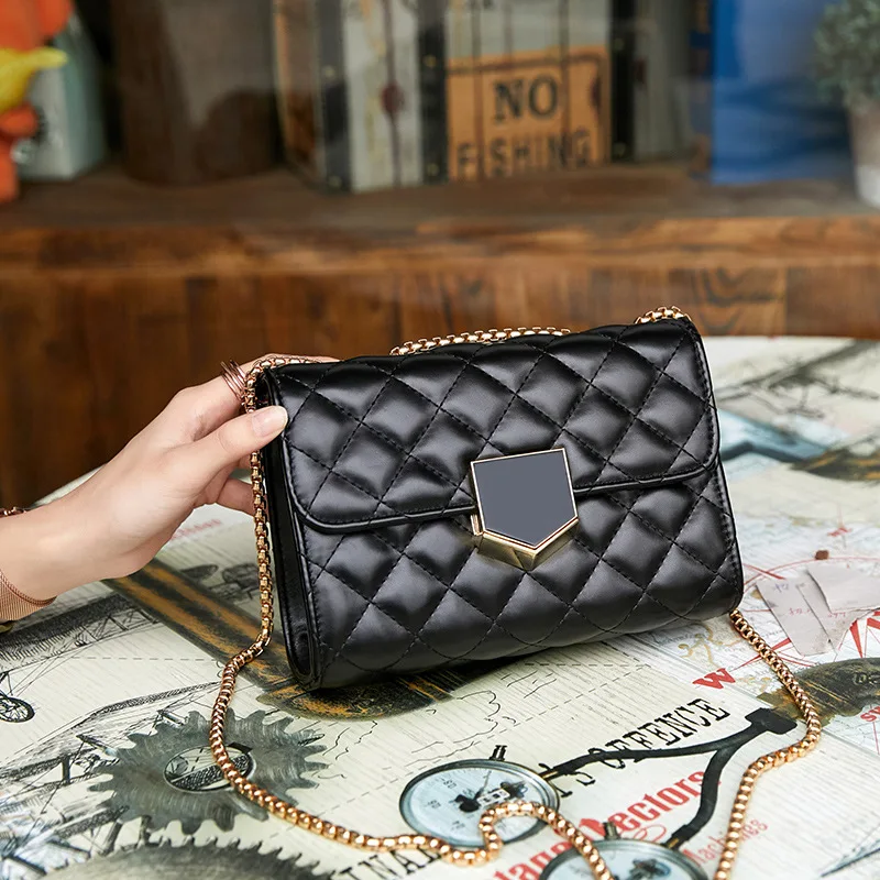 

Bag Women's 2019 New Style Graceful Soft Leather Rhombus Chain Bag France Non-mainstream Bag Fashion Crossbody Bag