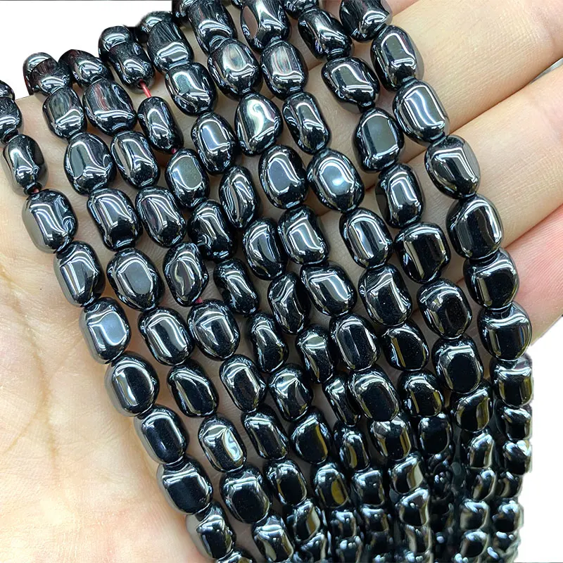 

Wholesale AAA 100% Natural Stone Black Hematite Gravel Spacer Beads For Jewelry Making DIY Bracelet Necklace 6-8, 8-10mm
