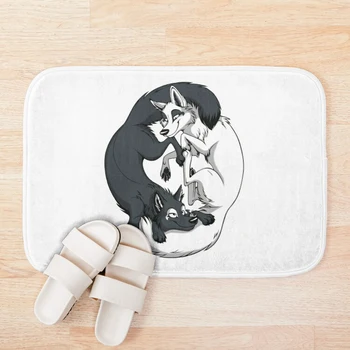 

Yin & Yang Foxes Bath Mat Hallway Carpets Anti-Slip Bath Floor Mat Animals Outdoor Rugs Front Door Mats