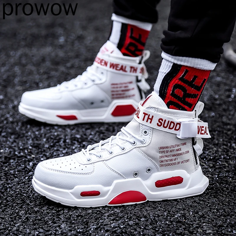 

Prowow Hot sale 2019 Men's Casual Shoes High-top Comfortable Men Fashion Shoes Outdoor Sneakers for Men Leisure Flats Shoes