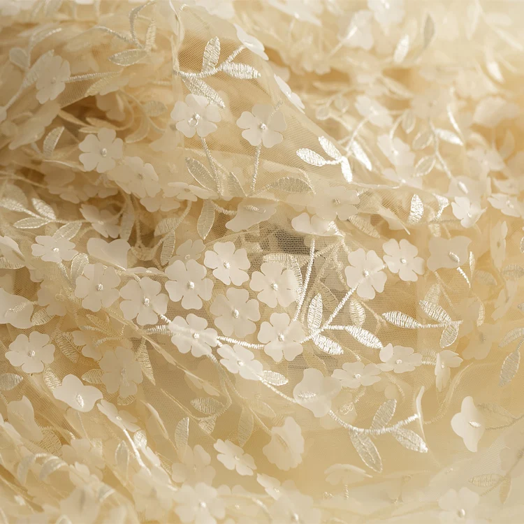 2 м/лот 130 см Высококачественная мягкая трехмерная одежда сетчатая с вышивкой цветы кружевная ткань свадебное платье Сценическое платье дизайнерская ткань