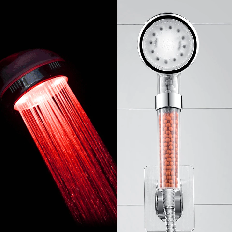 

Led Shower Head Temperature Sensor Water Saving Handheld Shower Faucet Rain Shower Faucets Bathroom Tools Bateria Prysznicowa