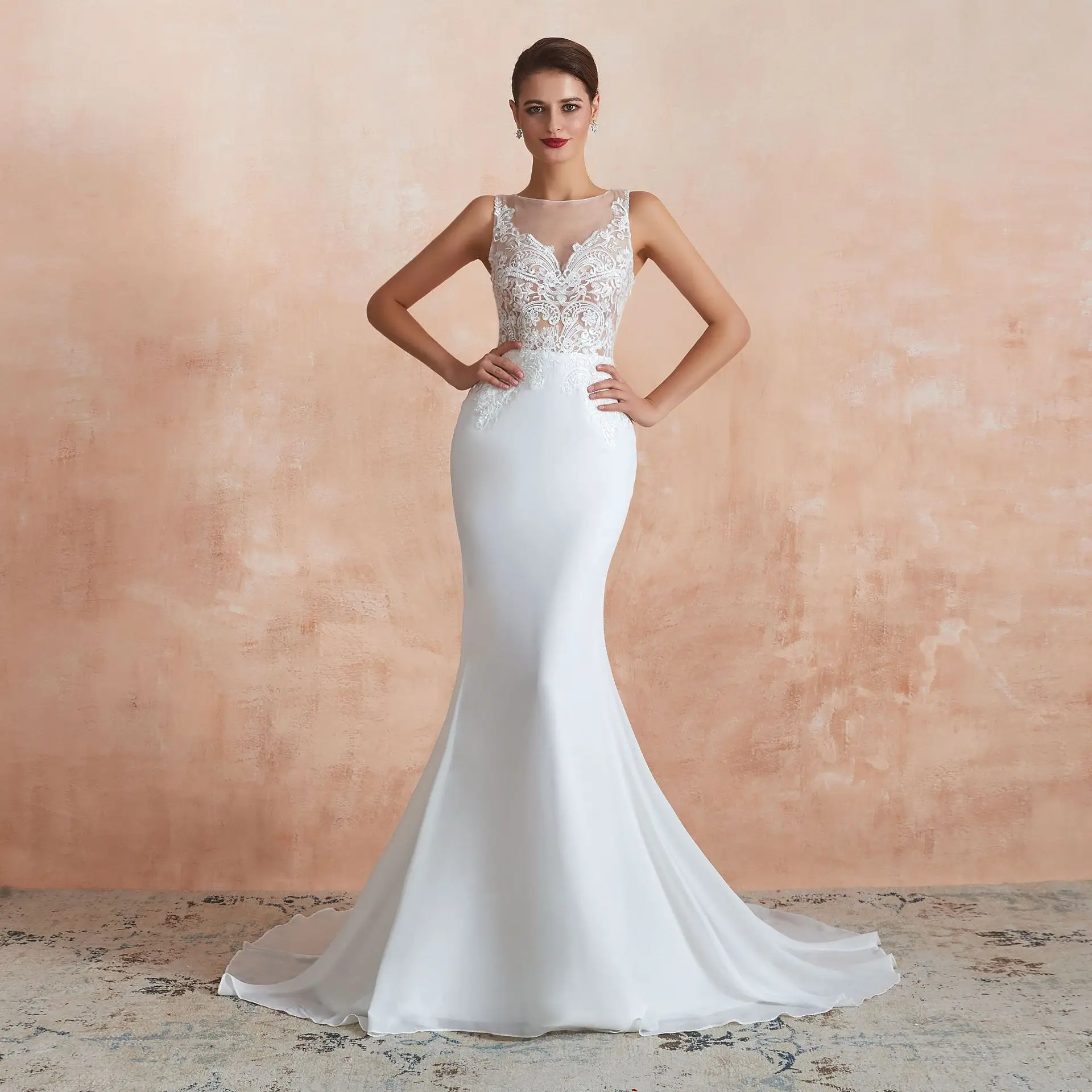 Best Price Vestidos De Novia Vintage Kant Mermaid Wedding Dress 2019 Sexy Diepe V-hals Backless Bruidsjurken Gelinlik