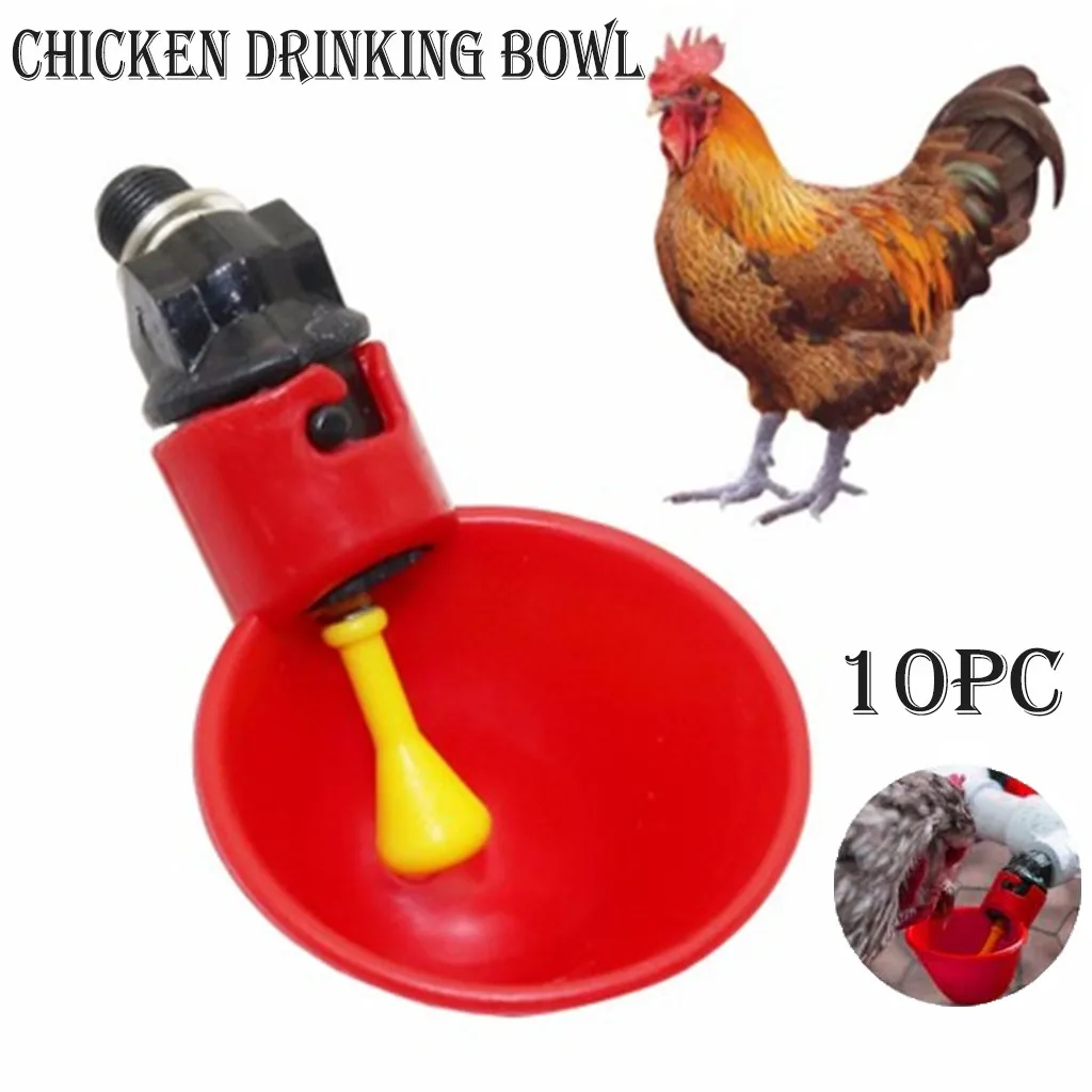 10 x Automatic Chicken Waterer Bowl Poultry Drink Cup Pigeon Water Feed Fountain