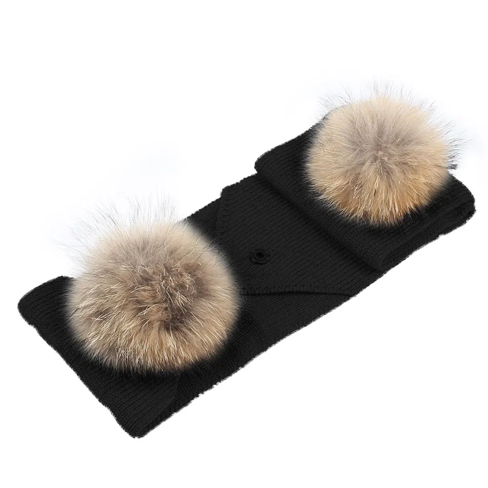 Winter Beanies Baby Hat Kids Warm Knitted Hat Scarf Set with Fur Pompom Ball Cap Cute Kids Toddler outdoor Warm Beanie Hat