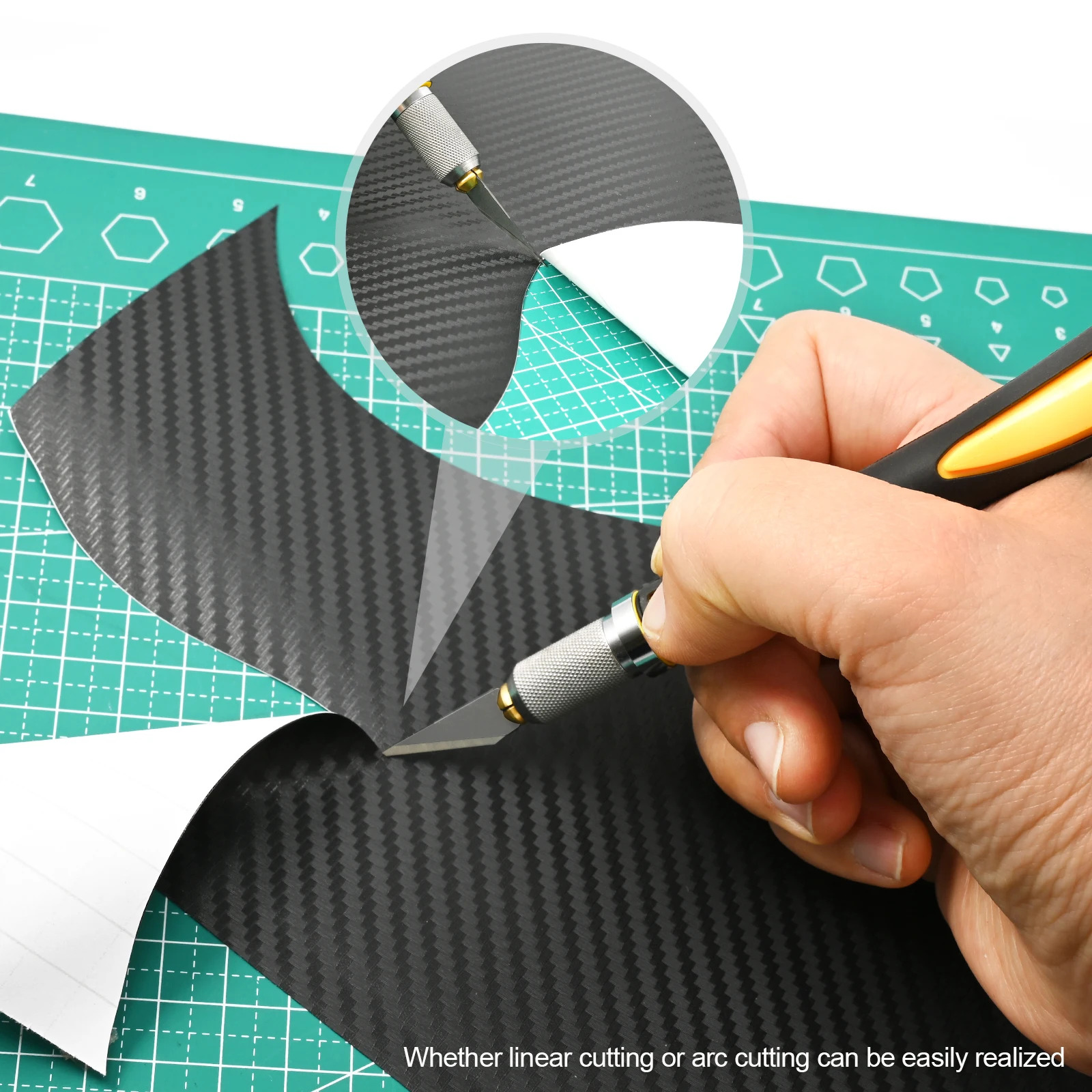 EHDIS Car Vinyl Cutter Carbon Fiber Film Slitter +14Pcs Multi-Size Metal Blade Carving Knife Graving Tool for Auto Foil Wrapping