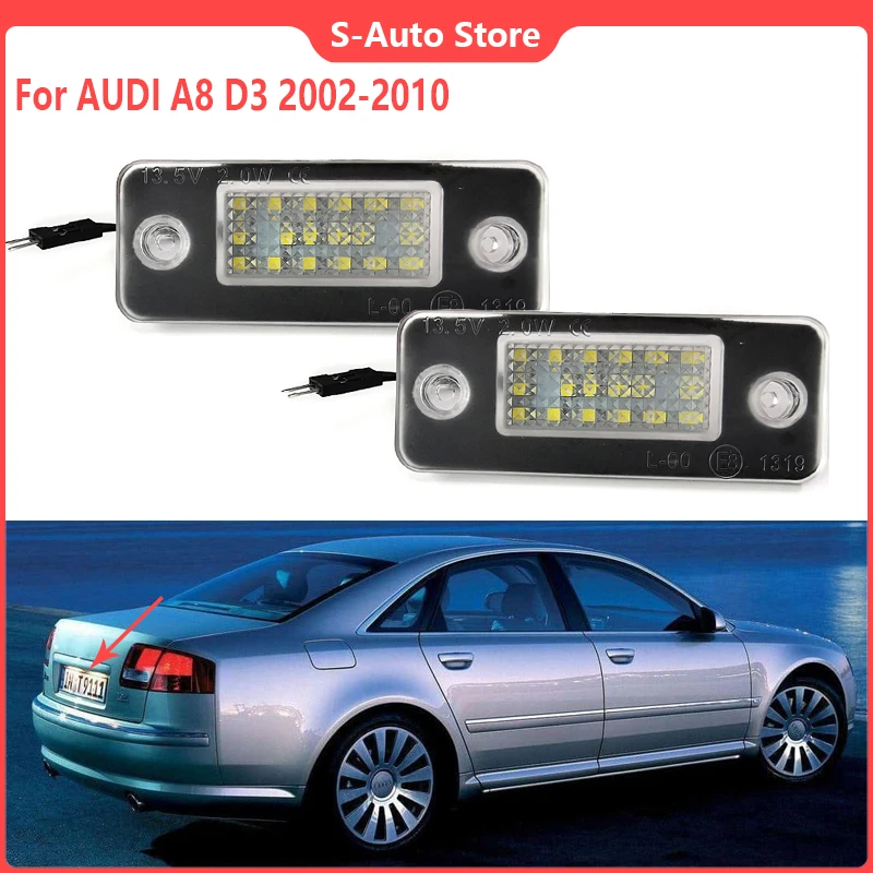1pair For Audi A8 D3 02 03 04 05 06 07 08 09 10 Led Number License Plate Light Canbus Error Free Aliexpress