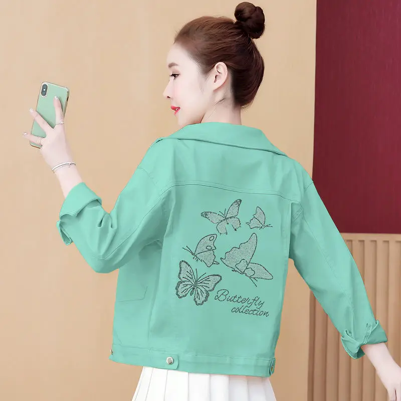 Denim Jacket Female Short Section 5XL Large Size 2020 Spring And Autumn New Candy-colored Casual Loose Fashion Wild | Женская одежда