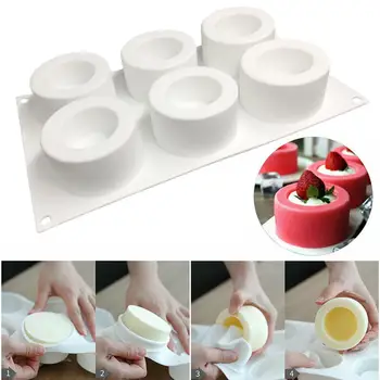 

6 Holes 3D Baking Mold Silicone Pudding Cupcake Art Mould Bake Pastry Mousse Chocolate Cake Tools