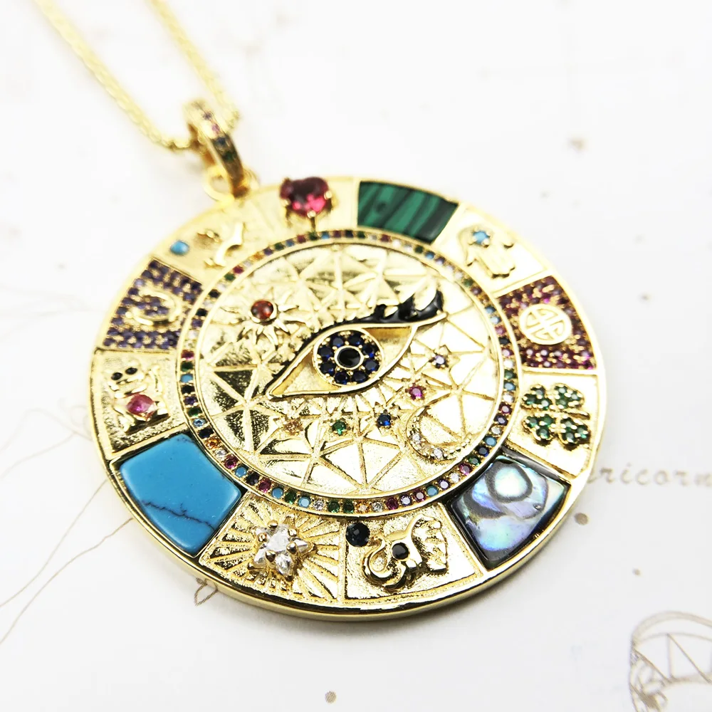 Necklace Amulet Magical Lucky Symbols,2021 New Fine Jewelry Europe 925 Sterling Silver Bijoux Wheel Of Fortune Gift For Women - Image 6