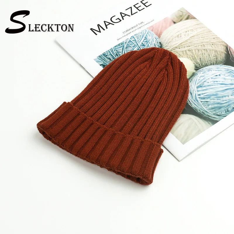 

SLECKTON Solid Knitted Beanies Hat for Men and Women Casual Winter Hats Fashion Ski Cap Warm Melon Caps Bonnet Gorros Unisex