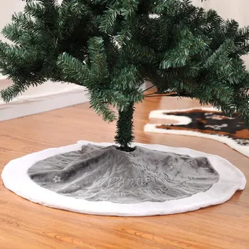 

90cm Wool Christmas Tree Embroidered Skirt Short Velvet Carpet Mat Christmas Tree Foot Cover QP2