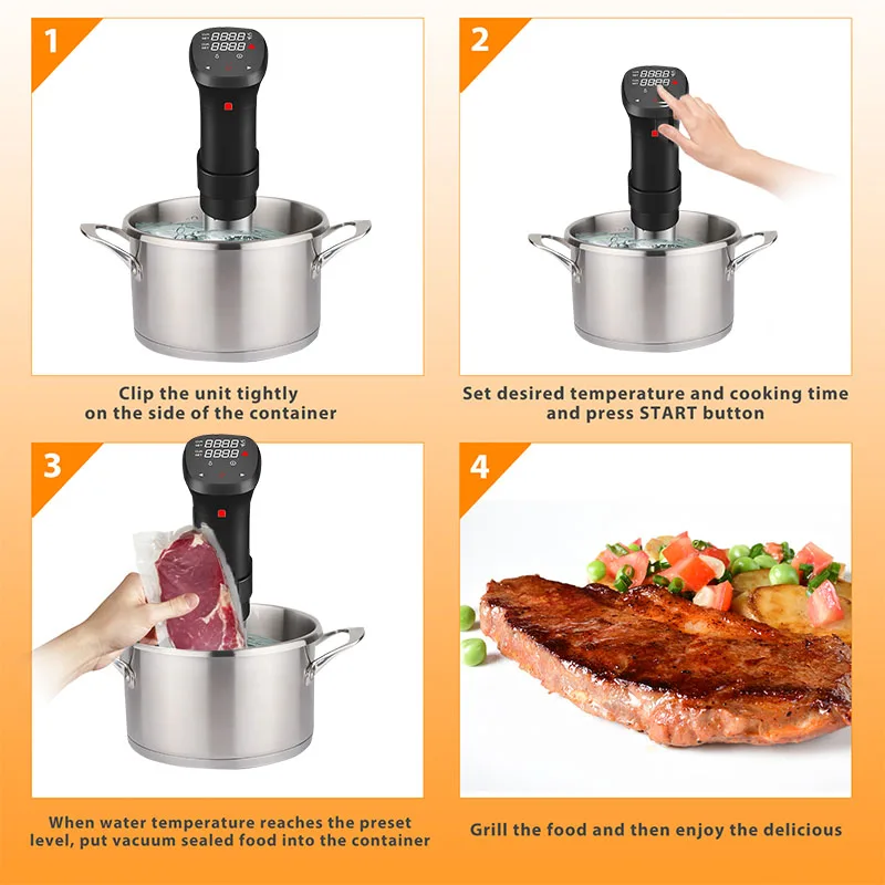 1100 Вт Sous Vide погружной циркулятор вакуумная Медленная Плита с ЖК цифровым
