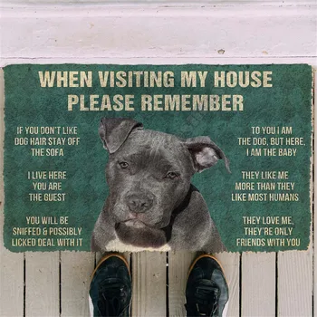3D Printed Please Remember Pitbull Dogs House Rules Custom Doormat Non Slip Door Floor Mats Decor Porch Doormat 04 1