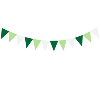 

2Pcs Green and White Flags Natural Pennants Happy Bunting Children's Day Banner Christmas Flags Decoration Supplies