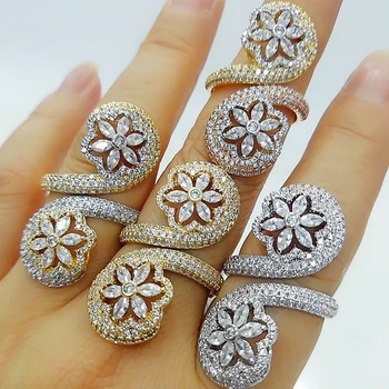 

GODKI Cool Luxury Flower Design Bold Rings with Zirconia Stones 2020 Women Engagement Party Jewelry High Quality