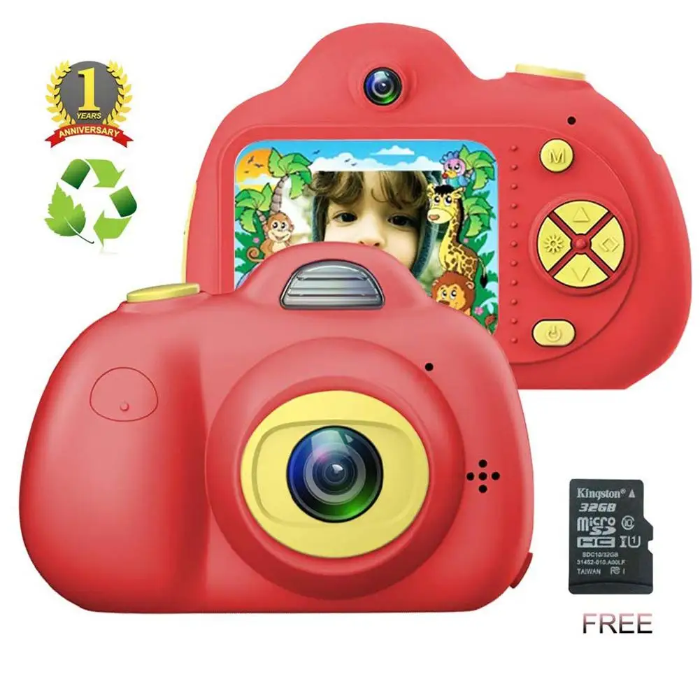 

Mini Children Digital Camera With 32GB TF Card 2inch Cute HD 1080P Dual Lens 8Mp Slr Video Camera Kids For Boys Girls Xmas Gifts