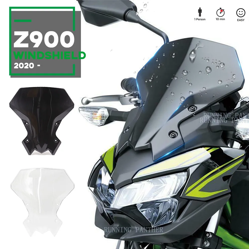 Motocicleta Sports Touring pára-brisas, pára-brisa, viseira defletor, se encaixa para Kawasaki Z-900, Z900, Z650, 2020, 2021, 2022