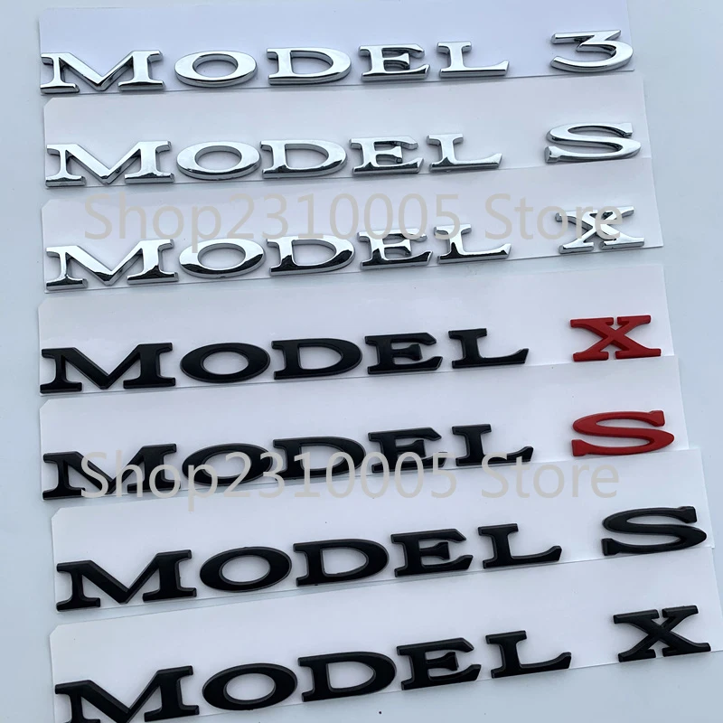 MODEL 3 MODEL S MODEL X Letters Emblem for Tesla Car Styling Refitting High Performance Trunk Logo Sticker Chrome Black Red