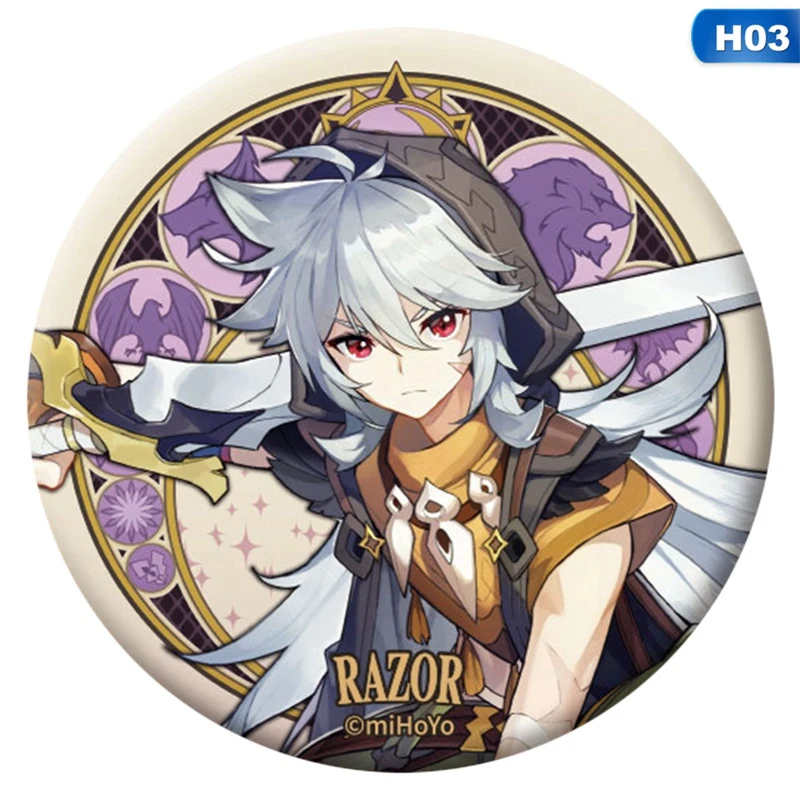 Free Shipping 58mm Online Game Genshin Impact Brooch Pin Cosplay Badge Accessories For Clothes Backpack Decoration gift