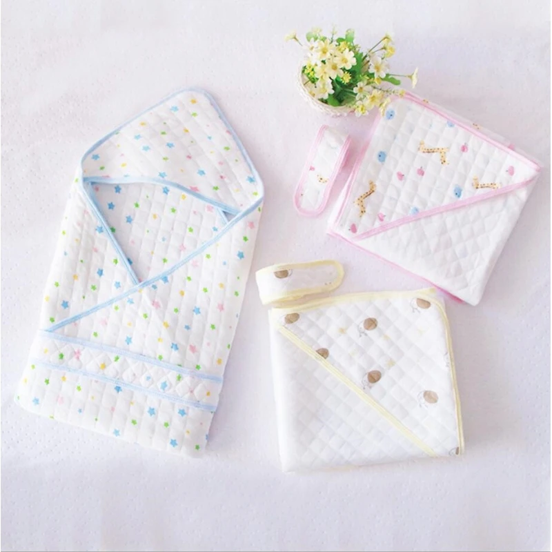 

Cotton Baby Blanket Envelope Hooded Wrap Newborn Sleep Sack Swaddling Wrap Bedding Blanket Cartoon Animal Design Baby Swaddle