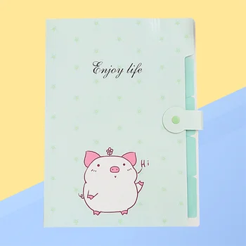

A4 Cute Expanding File Folder Cartoon Document Holder Organ Package Storage Folder for Students Office Supplies (Green)
