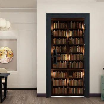 

Retro Library Door Sticker PVC Self Adhesive Removable Wallpaper Wall Decals Home Design Poster Stickers on the Doors deurposter