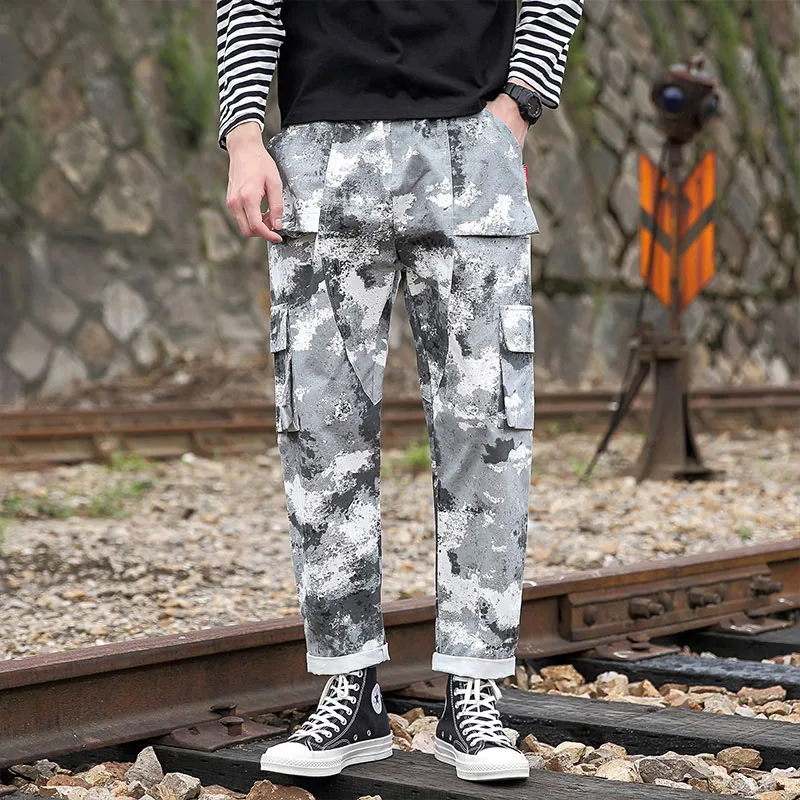 Oversized большие мужские камуфляжные брюки карго осенние мульти-карманы Молодежные мужские брюки для улицы повседневные брюки Pantalones Hombre