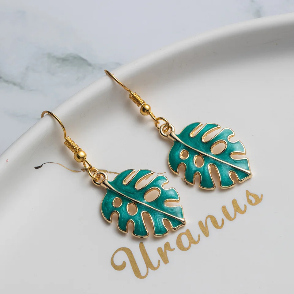 

New Fresh and Simple Summer Leaves Earrings Fashion Girl Cartoon Series Earrings Charm Girl Birthday Party Jewelry Gifts