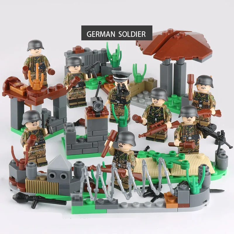 

8pcs LegoINGlys MILITARY Weltkrieg 2 German Assault Special Force Soldiers Weapons Figures Building Blocks Toys for Children