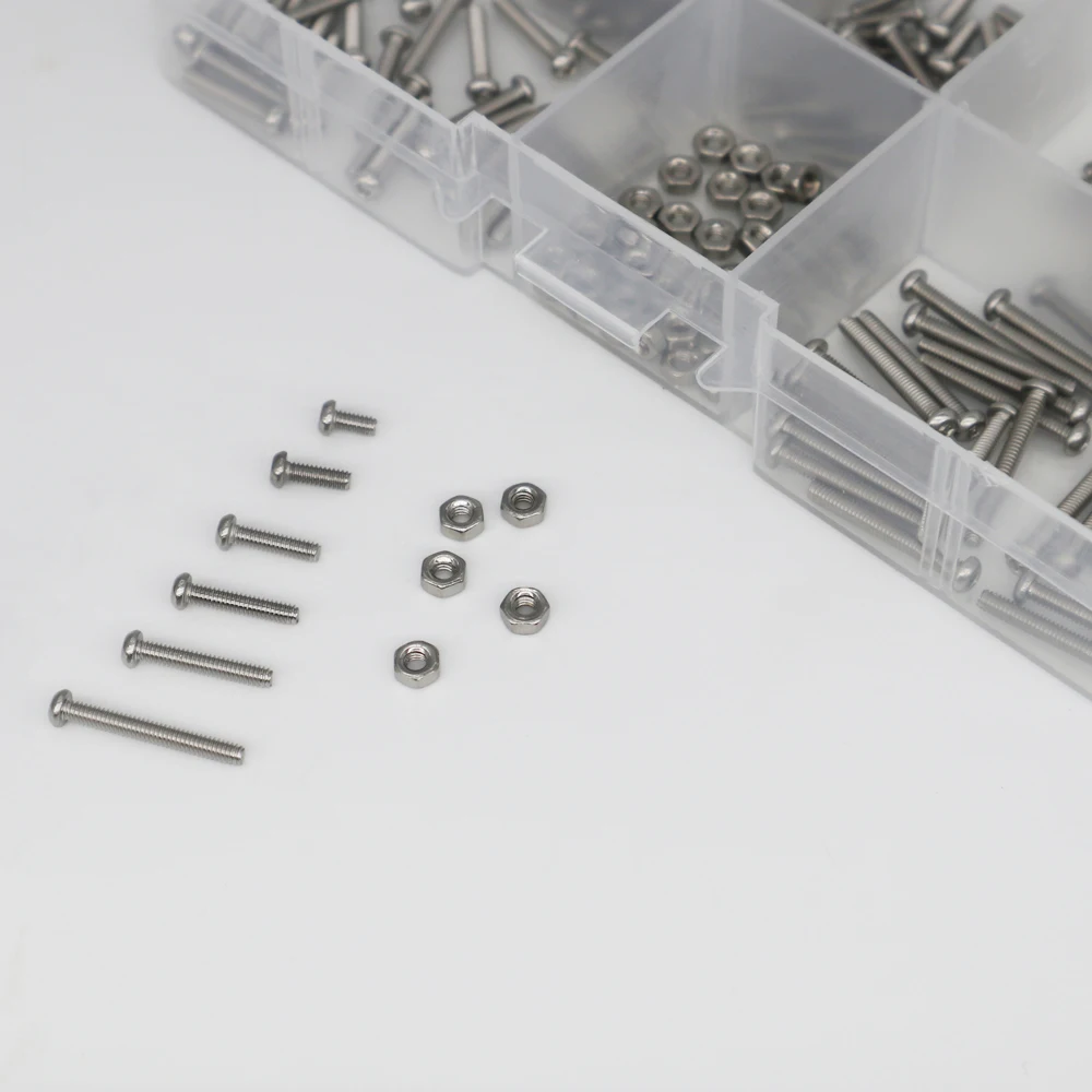 Stainless Steel Screws Screw Bolt Nut Set Hex Nuts Assortment Kit 230PCS M2 Stainless Steel 304 Hex Socket Button Head Cap Screws Bolts Hex Nuts Kit With Box