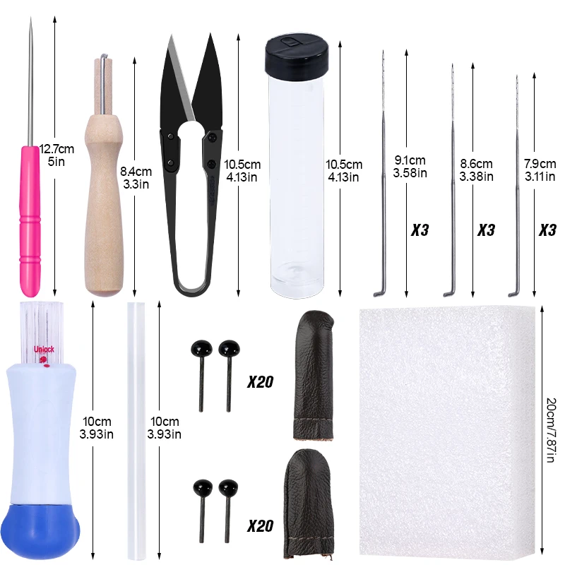 MIUSIE 16/25 Color Needle Felting Kit Wool Felting Tools Handmade Felt Needle Set 7pcs Pack Felting Fabric Materials Accessories